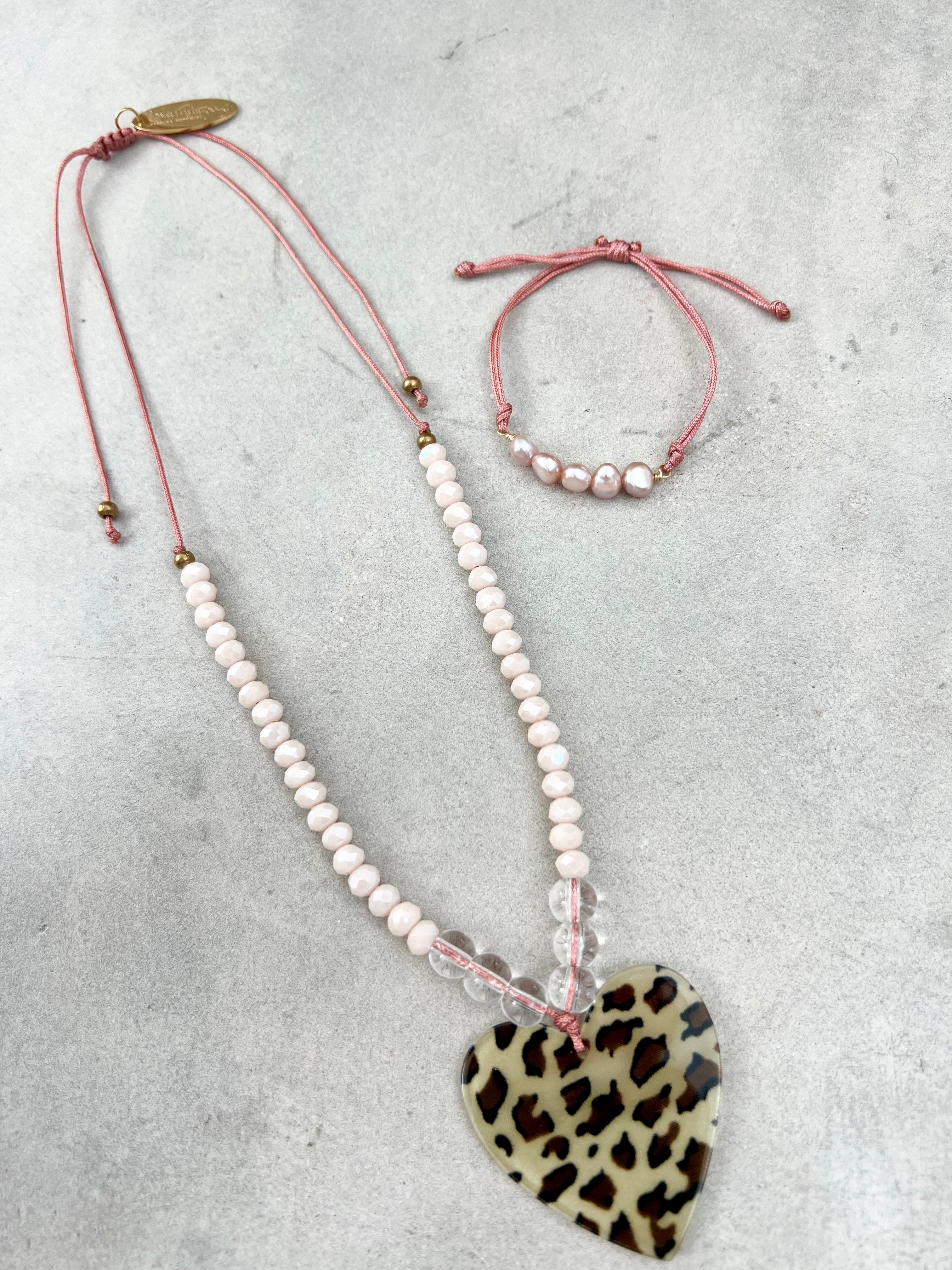 Purple Leopard Heart Necklace Gwenda Set